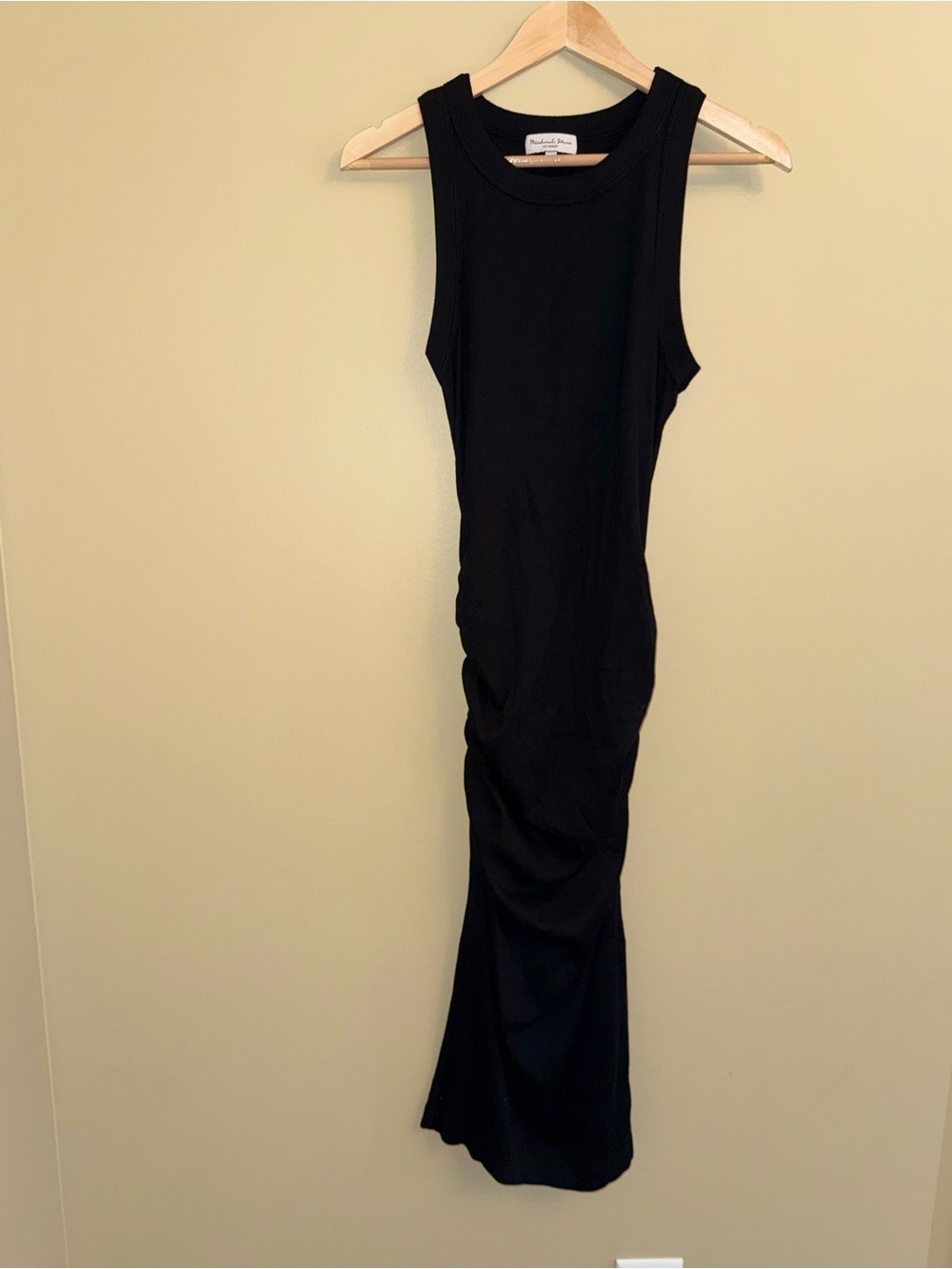 Michael Stars Black Sleeveless Long Maxi Dress M Ruched Comfy Vacation Resort
